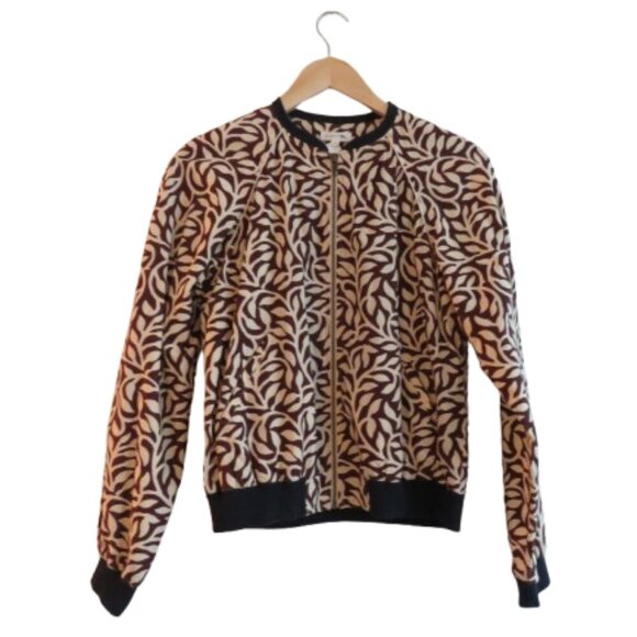 SOEUR Leaf Printed Cotton Bomber Chore Jacket Abstract Minimalist Sz 36 / US S - Picture 1 of 16